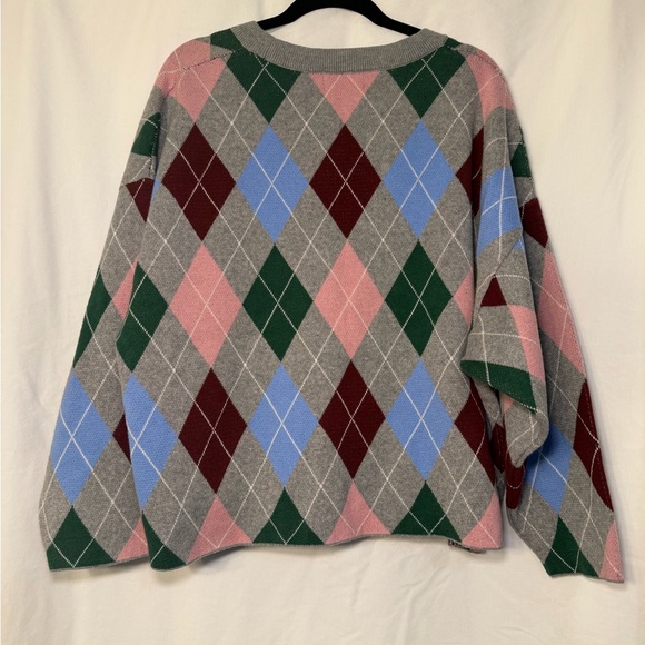 Old Navy Women's Argyle Sweater Pink, Blue, Green, Gray, Burgundy - Picture 2 of 5